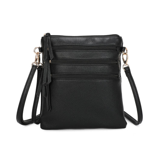 Vuman London Natural PU Leather Crossbody – Everyday Adjustable Shoulder Bag with Subtle Embellished Detail